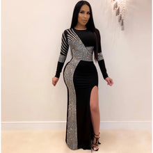 Load image into Gallery viewer, African Maxi Dresses For Women 2020 Black African Long Dress Sequins O-Neck Long Sleeves Daily Dress Evening Dress Party Dress