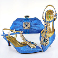 Load image into Gallery viewer, QSGFC Lastest Noble and Elegangt Fashionable Special Style Ladies Shoes and Bag Set in Green Color for Party and Wedding
