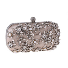 Load image into Gallery viewer, Women's Evening Clutch Bag Party Purse Luxury Wedding Clutch For Bridal Exquisite Crystal Ladies Handbag Apricot Silver Wallet