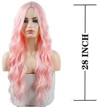 Load image into Gallery viewer, AZQUEEN Synthetic Wig for Women Long Pink Wigs Water Wave Heat Resistant Middle Part Natural Hair Wig Cosplay Wigs