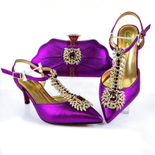 Load image into Gallery viewer, QSGFC Lastest Noble and Elegangt Fashionable Special Style Ladies Shoes and Bag Set in Green Color for Party and Wedding