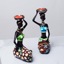 Load image into Gallery viewer, Vilead African Statues Resin Figurines Candle Holder Interior Home Decoration Crafts Ornaments for Living Room Bedroom Table