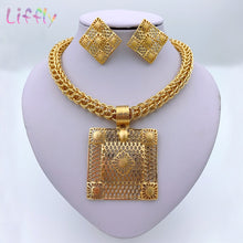 Load image into Gallery viewer, Liffly Dubai Gold Jewelry Sets for Women Big Necklace African Beads Jewelry Set Nigerian Bridal Wedding Costume Jewelry