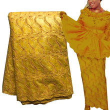 Load image into Gallery viewer, Bestway African Brocade Lace Fabric 5 Yards High Quality Rhinestone Eyelet Embroidery Guinea Perfumed Bazin Riche Lace Fabrics