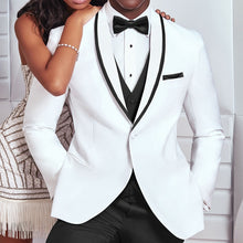 Load image into Gallery viewer, White and Black Wedding Tuxedo for Groom 3 Piece Slim Fit Men Suits Male Fashion Costume Jacket with Pants Vest New Arrival