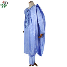 Load image into Gallery viewer, H&amp;D South African Traditional Wear Formal Attire Bazin Riche Dashiki Outfits Shirt Pants Robe Suit No Cap African Men Agbada