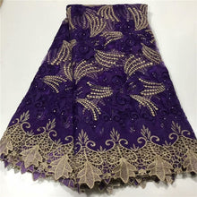 Load image into Gallery viewer, White French Sequin Tulle Lace Fabric 2021 Blue Hot Sale Nigerian Mesh Lace Fabric 5Yards African Lace Fabric For Wedding Party