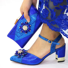 Load image into Gallery viewer, Italian Shoes and Bags to Match Shoes with Bag Set Decorated with Rhinestone Nigerian Women Wedding Shoes Set Wedding Party Bag
