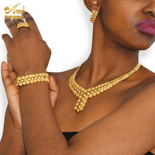 Load image into Gallery viewer, Nigerian Wedding Jewelry Set Gold Plated Dubai African Chokers Necklace Earrings Rings Fashion Bridal Jewellery Sets For Women