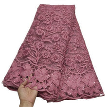 Load image into Gallery viewer, White French Sequin Tulle Lace Fabric 2021 Blue Hot Sale Nigerian Mesh Lace Fabric 5Yards African Lace Fabric For Wedding Party