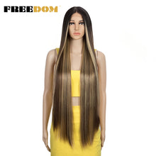 Load image into Gallery viewer, FREEDOM Synthetic Lace Front Wigs For Women Super Long 38Inch Ombre Blonde Highlight Ginger Straight Lace Wigs Cosplay Wigs