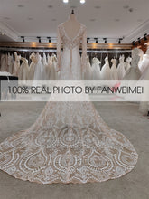 Load image into Gallery viewer, #4055 2 piece in 1 BOHO bohemian long sleeve destination Wedding Dress pre wedding shoot post Bride Gown