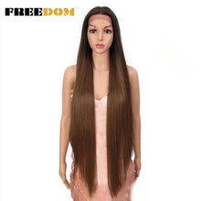 Load image into Gallery viewer, FREEDOM Synthetic Lace Front Wigs For Women Super Long 38Inch Ombre Blonde Highlight Ginger Straight Lace Wigs Cosplay Wigs