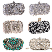 Load image into Gallery viewer, Women's Evening Clutch Bag Party Purse Luxury Wedding Clutch For Bridal Exquisite Crystal Ladies Handbag Apricot Silver Wallet