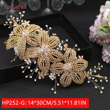 Load image into Gallery viewer, YouLaPan HP240 Golden Bride Hair Accessories Crystal Wedding Hair Jewelry Fascinator for Wedding Rhinestone Wedding Tiara