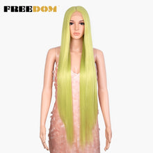 Load image into Gallery viewer, FREEDOM Synthetic Lace Front Wigs For Women Super Long 38Inch Ombre Blonde Highlight Ginger Straight Lace Wigs Cosplay Wigs