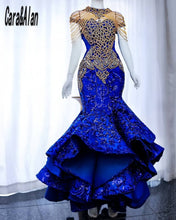 Load image into Gallery viewer, Elegant Aso Ebi Prom Dress For Women 2022 Sequin Beading Mermaid Royal Blue Evening Gowns Celebrity Wedding Reception Dress