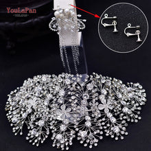 Load image into Gallery viewer, YouLaPan HP240 Golden Bride Hair Accessories Crystal Wedding Hair Jewelry Fascinator for Wedding Rhinestone Wedding Tiara