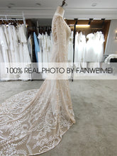 Load image into Gallery viewer, #4055 2 piece in 1 BOHO bohemian long sleeve destination Wedding Dress pre wedding shoot post Bride Gown