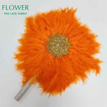 Load image into Gallery viewer, Royal Blue Party Decoration Fans African Feathers Fan Foldable Hand Fan Palace Decorative Fan Wedding Dance Props Feather Fan