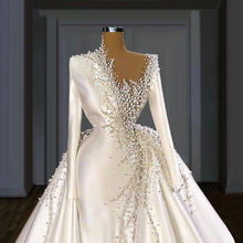 Load image into Gallery viewer, Satin Wedding Dresses High Quality Dubai 2022 Luxury Pearls Beads