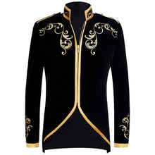 Load image into Gallery viewer, Men's suit white casaco masculino black red palace lace stitching prince gold embroidery  jacket singer performance clothing
