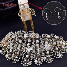 Load image into Gallery viewer, YouLaPan HP240 Golden Bride Hair Accessories Crystal Wedding Hair Jewelry Fascinator for Wedding Rhinestone Wedding Tiara