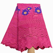 Load image into Gallery viewer, Bestway African Brocade Lace Fabric 5 Yards High Quality Rhinestone Eyelet Embroidery Guinea Perfumed Bazin Riche Lace Fabrics