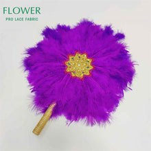 Load image into Gallery viewer, Royal Blue Party Decoration Fans African Feathers Fan Foldable Hand Fan Palace Decorative Fan Wedding Dance Props Feather Fan