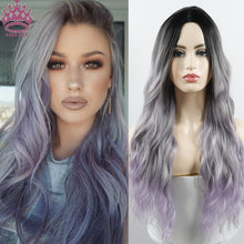 Load image into Gallery viewer, AZQUEEN Synthetic Wig for Women Long Pink Wigs Water Wave Heat Resistant Middle Part Natural Hair Wig Cosplay Wigs
