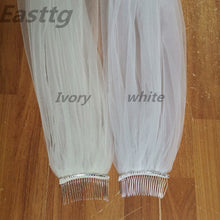 Load image into Gallery viewer, White Ivory 4 Meters Long Full Edge Lace Wedding Veil One Layer Tulle Bridal Veil with Comb Wedding Accessories Veu Velo Noiva