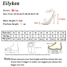Load image into Gallery viewer, Eilyken Elegant Wedding Bride Shoes Women Fashion Pearls Bowtie Summer Square Toe Sandals PVC Transparent Crystal Perspex Heels