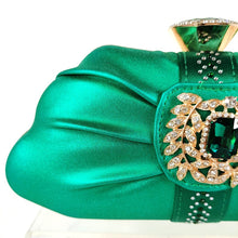 Load image into Gallery viewer, QSGFC Lastest Noble and Elegangt Fashionable Special Style Ladies Shoes and Bag Set in Green Color for Party and Wedding