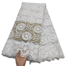 Load image into Gallery viewer, White French Sequin Tulle Lace Fabric 2021 Blue Hot Sale Nigerian Mesh Lace Fabric 5Yards African Lace Fabric For Wedding Party