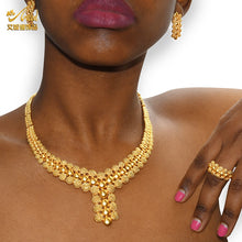 Load image into Gallery viewer, Nigerian Wedding Jewelry Set Gold Plated Dubai African Chokers Necklace Earrings Rings Fashion Bridal Jewellery Sets For Women