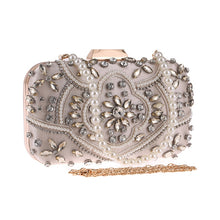 Load image into Gallery viewer, Women's Evening Clutch Bag Party Purse Luxury Wedding Clutch For Bridal Exquisite Crystal Ladies Handbag Apricot Silver Wallet