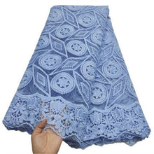 Load image into Gallery viewer, White French Sequin Tulle Lace Fabric 2021 Blue Hot Sale Nigerian Mesh Lace Fabric 5Yards African Lace Fabric For Wedding Party