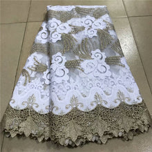 Load image into Gallery viewer, White French Sequin Tulle Lace Fabric 2021 Blue Hot Sale Nigerian Mesh Lace Fabric 5Yards African Lace Fabric For Wedding Party