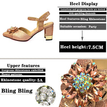 Load image into Gallery viewer, Italian Shoes and Bags to Match Shoes with Bag Set Decorated with Rhinestone Nigerian Women Wedding Shoes Set Wedding Party Bag
