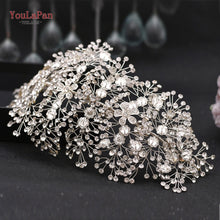 Load image into Gallery viewer, YouLaPan HP240 Golden Bride Hair Accessories Crystal Wedding Hair Jewelry Fascinator for Wedding Rhinestone Wedding Tiara