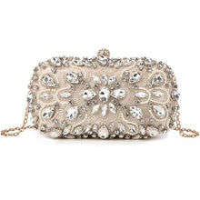 Load image into Gallery viewer, Women's Evening Clutch Bag Party Purse Luxury Wedding Clutch For Bridal Exquisite Crystal Ladies Handbag Apricot Silver Wallet
