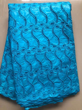 Load image into Gallery viewer, Bestway African Brocade Lace Fabric 5 Yards High Quality Rhinestone Eyelet Embroidery Guinea Perfumed Bazin Riche Lace Fabrics