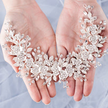 Load image into Gallery viewer, Flower Headband Wedding Hair Accessories Rhinestone Flower Bridal Tiara Headband Hair Comb Hairpins Wedding Hair Jewelry