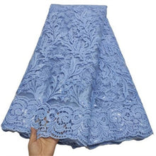 Load image into Gallery viewer, White French Sequin Tulle Lace Fabric 2021 Blue Hot Sale Nigerian Mesh Lace Fabric 5Yards African Lace Fabric For Wedding Party