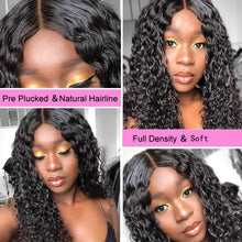 Load image into Gallery viewer, Water Wave 4x4 Frontal Wigs Pre-Plucked Hairline Peruvian Remy Hair HD Lace Closure Wigs For Black Women Curly Human Hair Wigs