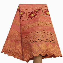 Load image into Gallery viewer, Bestway African Brocade Lace Fabric 5 Yards High Quality Rhinestone Eyelet Embroidery Guinea Perfumed Bazin Riche Lace Fabrics
