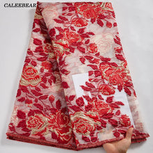 Load image into Gallery viewer, Newest African Gilding Lace Fabric 2022 High Quality French Brocade Jacquard Lace Fabric 5Yards For Nigerian Party Dresses S2590