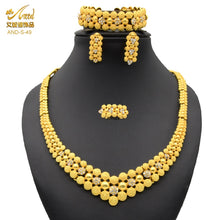 Load image into Gallery viewer, Nigerian Wedding Jewelry Set Gold Plated Dubai African Chokers Necklace Earrings Rings Fashion Bridal Jewellery Sets For Women