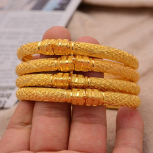 Load image into Gallery viewer, 24K Bangles 4Pcs/Set Bracelet Ethiopian Gold Color Bangles For Women Bijoux Femme African Middle East Dubai Halloween Jewelry