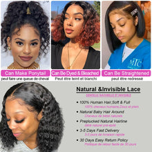 Load image into Gallery viewer, Nicelight Brazilian Water Wave Lace Front Wigs Remy Pre-Plucked Curly Lace Frontal Wigs Human Hair Wet And Wavy Short Bob Wigs